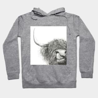 happy hairy highland cow Hoodie